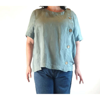 Blue linen top size XL Unknown preloved second hand clothes 1