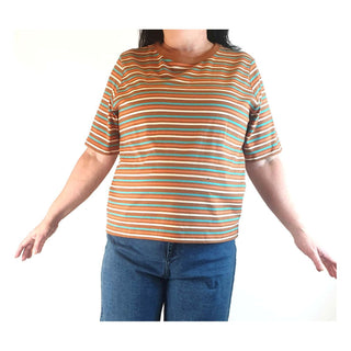 Princess Highway brown striped top size 18 Princess Highway preloved second hand clothes 1