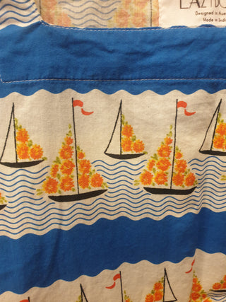 Lazybones sailing ship print top size L Lazybones preloved second hand clothes 9