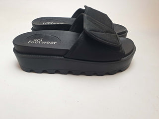 Koi Footwear black vegan friendly slide on sandals size 39 Koi Footwear preloved second hand clothes 1