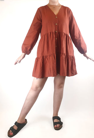 Ebby and I deep orange long sleeve dress size SM (best fits 12) Ebby and I preloved second hand clothes 1