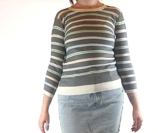 Colourful striped knit jumper size L fits size 12-14 Unknown preloved second hand clothes 3