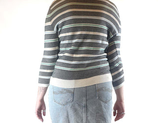 Colourful striped knit jumper size L fits size 12-14 Unknown preloved second hand clothes 6