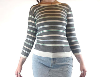 Colourful striped knit jumper size L fits size 12-14 Unknown preloved second hand clothes 2
