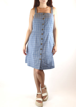Princess Highway blue and white checked sleeveless dress size 12 (fits size 10-12) Princess Highway preloved second hand clothes 1