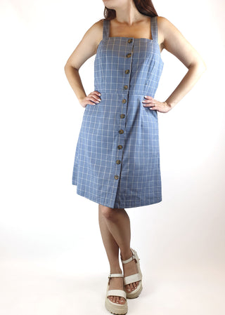 Princess Highway blue and white checked sleeveless dress size 12 (fits size 10-12) Princess Highway preloved second hand clothes 3