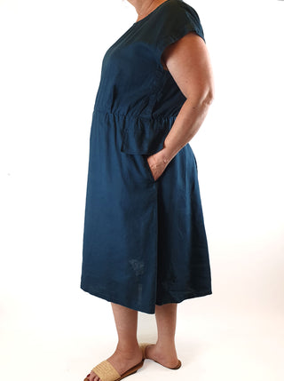 Elk deep blue 100% linen dress size 18 Elk preloved second hand clothes 7