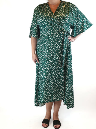 Lorraine green print wrap dress size 18 Lorraine preloved second hand clothes 3