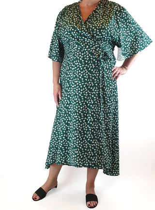 Lorraine green print wrap dress size 18 Lorraine preloved second hand clothes 4