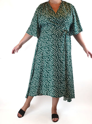 Lorraine green print wrap dress size 18 Lorraine preloved second hand clothes 2