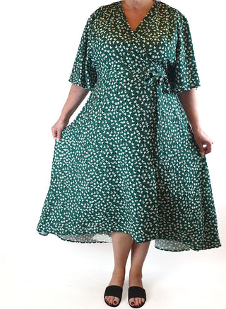 Lorraine green print wrap dress size 18 Lorraine preloved second hand clothes 5