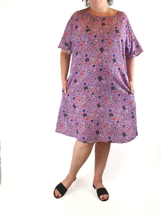 Lorraine purple print dress size 18 Lorraine preloved second hand clothes 3