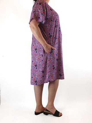 Lorraine purple print dress size 18 Lorraine preloved second hand clothes 10