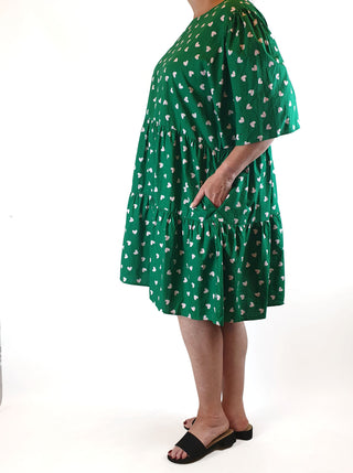 Little Party Dress green heart print dress size 22 Little Party Dress preloved second hand clothes 6