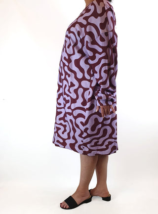 Obus purple print long sleeve dress size 16 Obus preloved second hand clothes 5