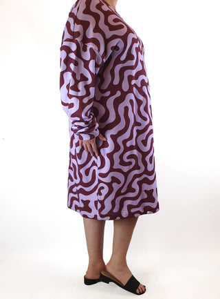 Obus purple print long sleeve dress size 16 Obus preloved second hand clothes 4