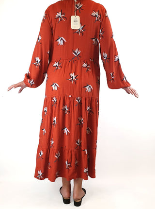 Elm orange print long sleeve dress size 16 (as new with tags) Elm preloved second hand clothes 5