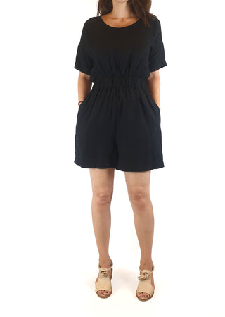 Obus black linen mix playsuit size 0 (best fits size 8) Obus preloved second hand clothes 2