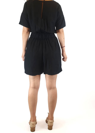 Obus black linen mix playsuit size 0 (best fits size 8) Obus preloved second hand clothes 6