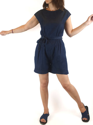 Elk flecked denim playsuit with waist tie size 8 Elk preloved second hand clothes 2