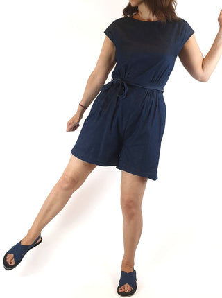 Elk flecked denim playsuit with waist tie size 8 Elk preloved second hand clothes 1