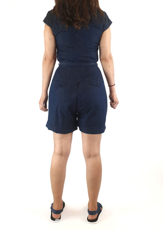 Elk flecked denim playsuit with waist tie size 8 Elk preloved second hand clothes 7