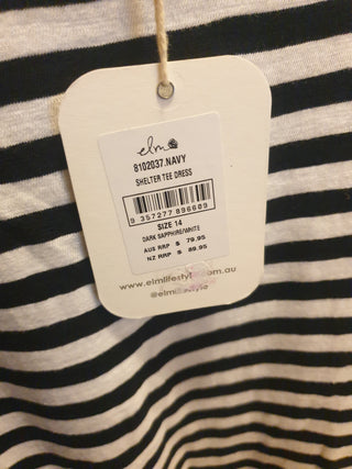 Elm black and white striped tee shirt dress size 14 (as new with tags) Elm preloved second hand clothes 9