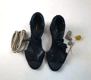 Alpha 60 black low heeled shoes with two front tie options size 40 (RRP 299) Alpha 60 preloved second hand clothes 1