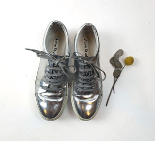 Acne Studios silver leather lace up shoes size 38 Acne Studios preloved second hand clothes 1