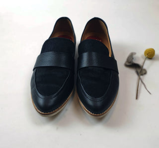 Rollie black matte and pony hair slip on shoes size 39 Rollie preloved second hand clothes 3