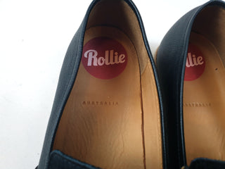 Rollie black matte and pony hair slip on shoes size 39 Rollie preloved second hand clothes 4