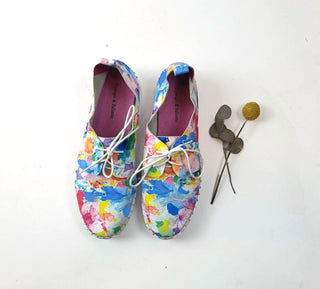 Django & Juliette paint splatter leather laceup shoes size 38 Django & Juliette preloved second hand clothes 1