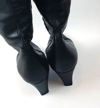 Filippo Raphael knee length black leather boots size 39.5