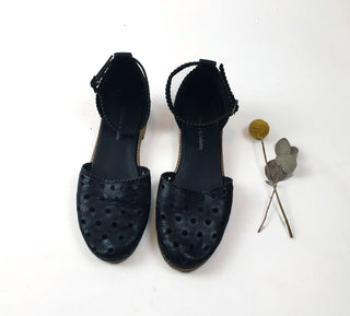 Django & Juliette black perforated leather shoes with ankle strap size 38 Django & Juliette preloved second hand clothes 2