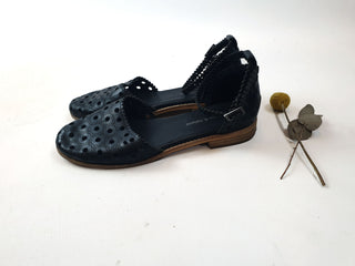 Django & Juliette black perforated leather shoes with ankle strap size 38 Django & Juliette preloved second hand clothes 1