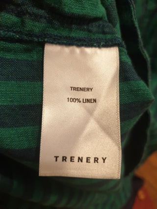 Trenery 100% linen green striped shirt size L Trenery preloved second hand clothes 10