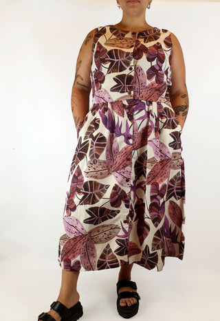 Gorman linen mix purple fern print maxi dress size 16 Gorman preloved second hand clothes 2