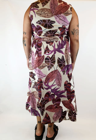 Gorman linen mix purple fern print maxi dress size 16 Gorman preloved second hand clothes 10