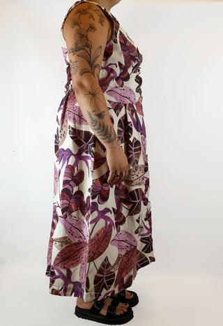 Gorman linen mix purple fern print maxi dress size 16 Gorman preloved second hand clothes 6