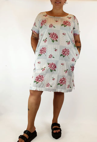 Lazybones grey cotton dress with floral print size XL Lazybones preloved second hand clothes 2
