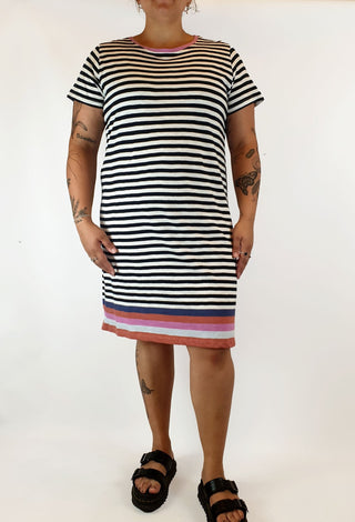 Elm black and white striped tee shirt dress size 14 (as new with tags) Elm preloved second hand clothes 1