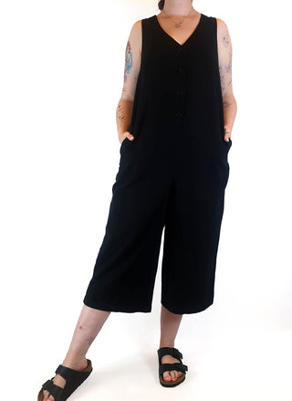 Lucy & Yak black cotton wide leg jumpsuit size 12 Lucy & Yak preloved second hand clothes 2