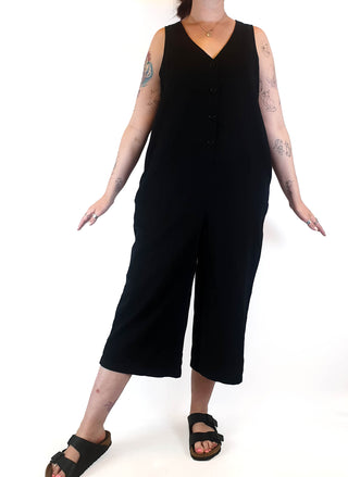 Lucy & Yak black cotton wide leg jumpsuit size 12 Lucy & Yak preloved second hand clothes 4