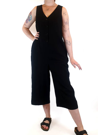 Lucy & Yak black cotton wide leg jumpsuit size 12 Lucy & Yak preloved second hand clothes 1