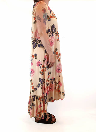 Obus cream maxi sleeveless maxi dress with pretty floral print size 3 (best fits size 12) Obus preloved second hand clothes 6