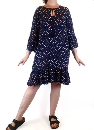 Elm navy print long sleeve dress size 12 (as new with tags) Elm preloved second hand clothes 2