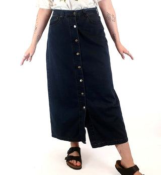 Alpha 60 black denim maxi skirt size M Alpha 60 preloved second hand clothes 1