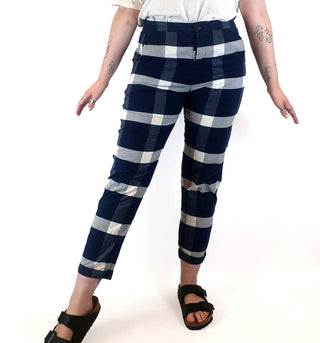 Kowtow blue and white check print pants size M Kowtow preloved second hand clothes 2