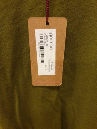 Gorman green cotton top with semi-sheer back detail size 12 Gorman preloved second hand clothes 11