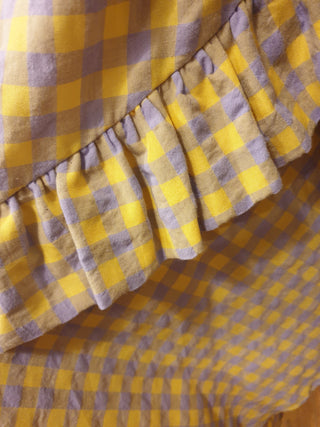 Obus yellow and purple gingham wrap dress size 3 / AU 12 Obus preloved second hand clothes 11